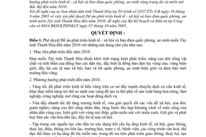 Quyết định 253/2005/QĐ-TTg  Đề án phát triển kinh tế - xã hội bảo đảm quốc phòng, an ninh miền Tây tỉnh Thanh Hóa đến năm 2010