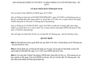 Quyết định số 62/2005/QĐ-UBND  tổ chức và hoạt động của Sở Thương mại Kon Tum