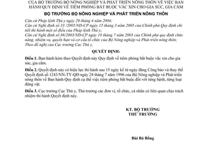 Quyết định 63/2005/QĐ-BNN tiêm phòng bắt buộc vắc xin cho gia súc cầm