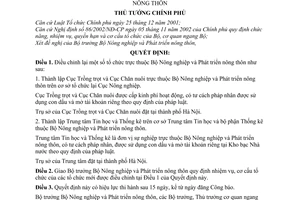 Quyết định 254/2005/QĐ-TTg điều chỉnh tổ chức thuộc Bộ Nông nghiệp và Phát triển nông thôn