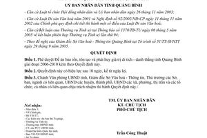 Quyết định 54/2005/QĐ-UBND Đề án bảo tồn tôn tạo phát huy giá trị di tích danh thắng Quảng Bình 2006 2010