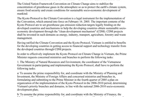 Directive No. 35/2005/CT-TTg, on organizing the implemen tation of the Kyoto