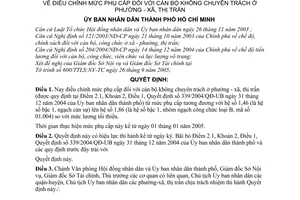 Quyết định 189/2005/QĐ-UBND điều chỉnh mức phụ cấp cán bộ không chuyên trách phường - xã, thị trấn