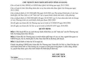 Quyết định 2869/QĐ-UBND năm 2005 cải cách hành chính Sở Thương mại An Giang