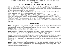 Quyết định 192/2005/QĐ-UBND bổ sung dự toán kinh phí năm 2005 cho 05 Sở - Ngành thực hiện khoán chi