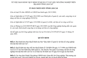 Quyết định 608/2005/QĐ-UBND quản lý vật liệu nổ công nghiệp