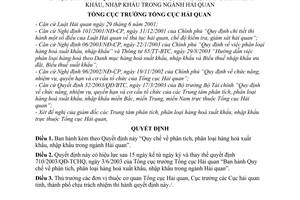 Quyết định 1671/QĐ-TCHQ  Quy chế phân tích loại hàng hoá xuất  nhập khẩu trong ngành Hải quan