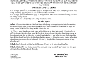 Quyết định 71/2005/QĐ-BTC Quy chế tổ chức hoạt động Quỹ đầu tư chứng khoán công ty quản lý quỹ sửa đổi Quyết định 73/2004/QĐ-BTC