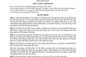 Quyết định 259/2005/QĐ-TTg thành lập Hội đồng Tư vấn Quốc gia Chương trình Thương hiệu Quốc gia