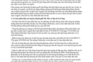 Chỉ thị 14/2005/CT-UBND Tập trung phòng chống dịch cúm ở gia cầm và ở người Tiền Giang