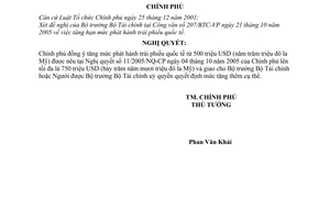 Nghị quyết 12/2005/NQ-CP mức phát hành trái phiếu quốc tế