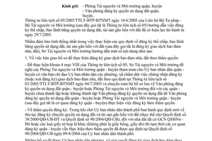 Công văn 8104/TNMT-TTĐK thống nhất  thực hiện đăng ký giao dịch bảo đảm