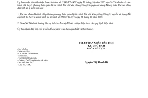 Công văn 2486/UBND-TMXDCB phê duyệt phương thức quản lý tài chính