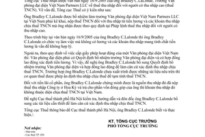 Công văn 4031/TCT-TNCN thuế TNCN của ông Bradley C.LaLonde