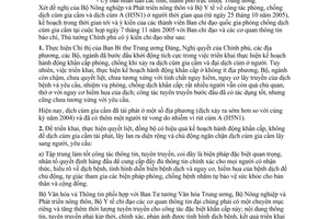 Công văn 1786/TTG-NN phòng chống dịch cúm gia cầm và đại dịch cúm ở người