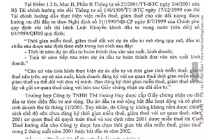 Công văn 4074/TCT-DNK xác định thời gian miễn, giảm thuế TNDN của Công ty TNHH TM Hoàng Huy