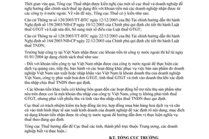 Công văn 4127/TCT-ĐTNN thuế khoản tiền nhận được từ công ty nước ngoài