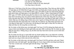 Công văn 14700/BTC-CĐKT công khai danh sách các công ty kiểm toán đủ điều kiện thực hiện kiểm toán BCTC năm 2005 và 2006