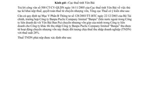 Công văn 4326/TCT-ĐTNN thủ tục kê khai nộp thuế, quyết toán thuế từ chuyển nhượng vốn