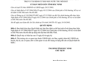 Quyết định 144/2005/QĐ-UB bồi thường hỗ trợ và tái định cư khi Nhà nước thu hồi