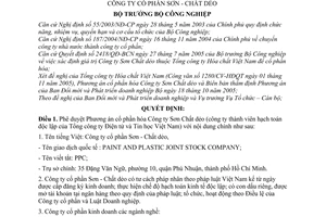 Quyết định 3642/QĐ-BCN  phương án chuyển Công ty Sơn Chất dẻo thành Công ty cổ phần