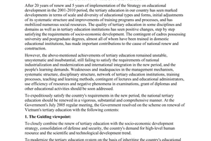 Resolution No. 14/2005/NQ-CP of  November 02, 2005, on substantial and comprehensive renewal of vietnam's tertiary education in the 2006-2020 period