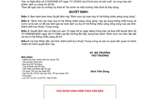 Quyết định 38/2005/QĐ-BXD Định mức dự toán duy trì hệ thống chiếu sáng công cộng