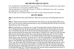 Quyết định 37/2005/QĐ-BXD Định mức dự toán duy trì hệ thống thoát nước đô thị