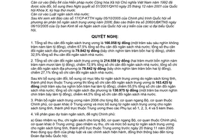 Nghị quyết 48/2005/NQ-QH11 phân bổ ngân sách trung ương năm 2006