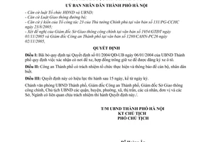 Quyết định 170/2005/QĐ-UB bãi bỏ quy định  xác nhận  nơi để xe, hợp đồng trông giữ  được đăng ký xe ô tô