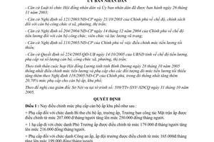 Quyết định 235/2005/QĐ-UB điều chỉnh mức phụ cấp cán bộ ấp khu phố Bình Dương