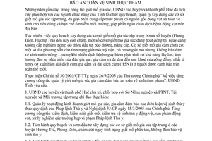 Chỉ thị 49/CT-UBND 2005 quản lý giết mổ gia súc gia cầm đảm bảo an toàn vệ sinh thực phẩm Thừa Thiên Huế