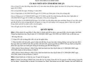 Quyết định 71/2005/QĐ-UBND điều chỉnh hỗ trợ nhà đất hộ nghèo theo 51/2004/QĐ-UBBT Bình Thuận