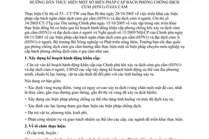 Thông tư 69/2005/TT-BNN hướng dẫn thực hiện biện pháp cấp bách phòng chống dịch cúm H5N1