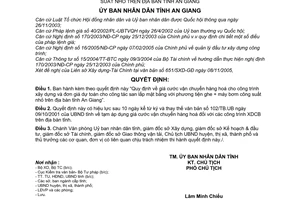 Quyết định 3000/2005/QĐ-UBND giá cước vận chuyển hàng hoá công trình xây dựng đơn giá dự toán công tác san lấp mặt bằng với ghe máy bơm tỉnh An Giang