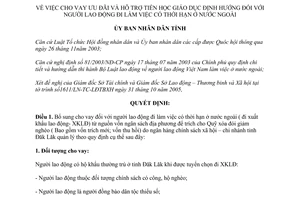 Quyết định 60/2005/QĐ-UBND cho vay ưu đãi hỗ trợ tiền học giáo dục định hướng người lao động Đắk Lắk