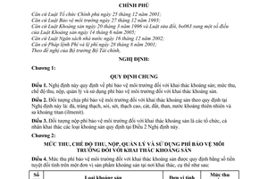 Nghị định 137/2005/NĐ-CP phí bảo vệ môi trường khai thác khoáng sản