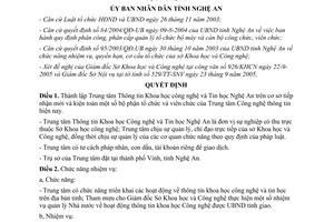 Quyết định 100/2005/QĐ-UBND thành lập Trung tâm Thông tin Khoa học công nghệ