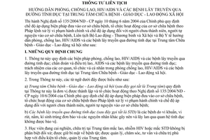 Thông tư liên tịch 32/2005/TTLT-BLĐTBXH-BYT hướng dẫn phòng chống lao HIV/AIDS các bệnh lây truyền qua đường tình dục  Trung tâm Chữa bệnh giáo dục