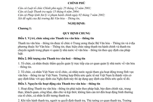 Nghị định 138/2005/NĐ-CP tổ chức hoạt động Thanh tra văn hóa – thông tin