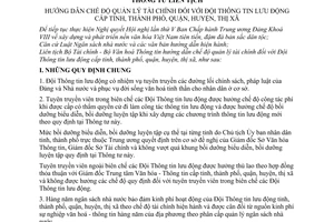 Thông tư liên tịch  98/2005/TTLT-BTC-BVHTT  hướng dẫn chế độ quản lý tài chính đối với Đội Thông tin lưu động cấp tỉnh, thành phố, quận, huyện, thị xã