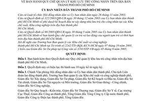 Quyết định 201/2005/QĐ-UBND Quy chế quản lý khu lưu trú công nhân địa bàn thành phố Hồ Chí Minh
