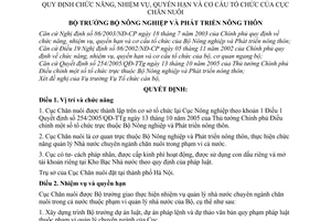 Quyết định 71/2005/QĐ-BNN chức năng, nhiệm vụ, quyền hạn cơ cấu tổ chức Cục Chăn nuôi