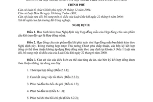 Nghị định 139/2005/NĐ-CP Hợp đồng mẫu của Hợp đồng chia sản phẩm dầu khí