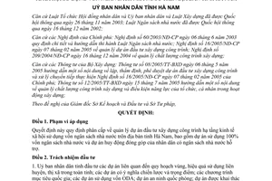 Quyết định 1684/2005/QĐ-UBND quản lý đầu tư xây dựng hạ tầng sử dụng vốn ngân sách Hà Nam