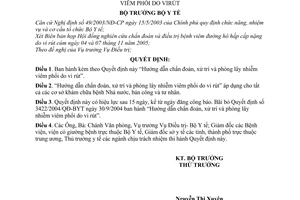 Quyết định 37/2005/QĐ-BYT hướng dẫn chẩn đoán, xử trí phòng lây nhiễm viêm phổi do virút