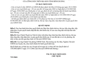 Quyết định 223/2005/QĐ-UBND trình tự, thủ tục tiếp công dân,