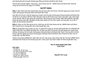 Quyết định 62/2005/QĐ-UBND  kích thước mặt cắt ngang quy hoạch tuyến đường