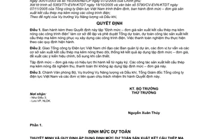 Quyết định 3783/QĐ-BCN  định mức đơn giá sản xuất kết cấu thép mạ kẽm nóng công trình điện