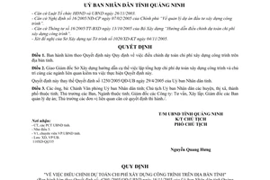 Quyết định 4260/2005/QĐ-UBND  điều chỉnh dự toán chi phí xây dựng